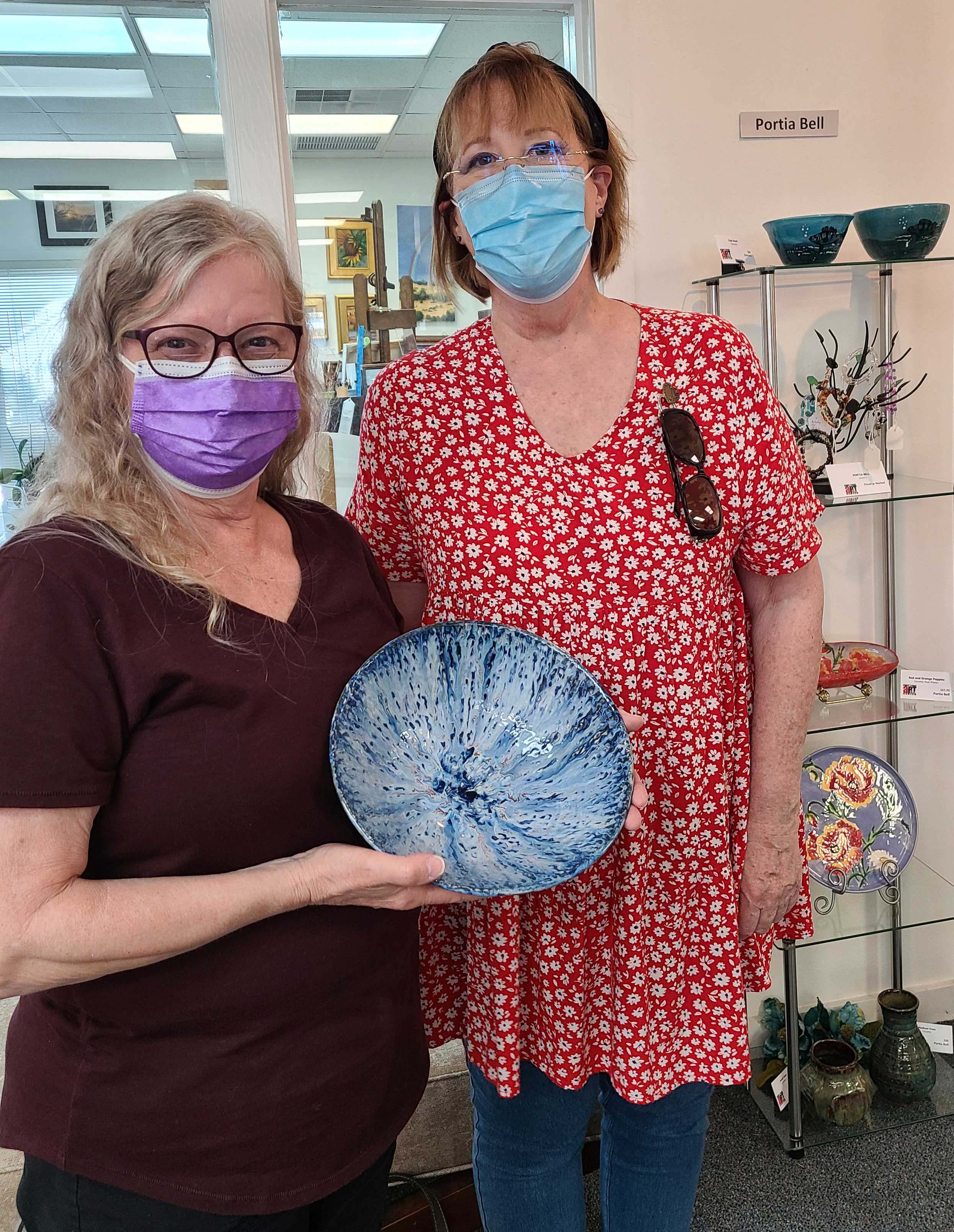 Karen and Portia with Blue Bowl